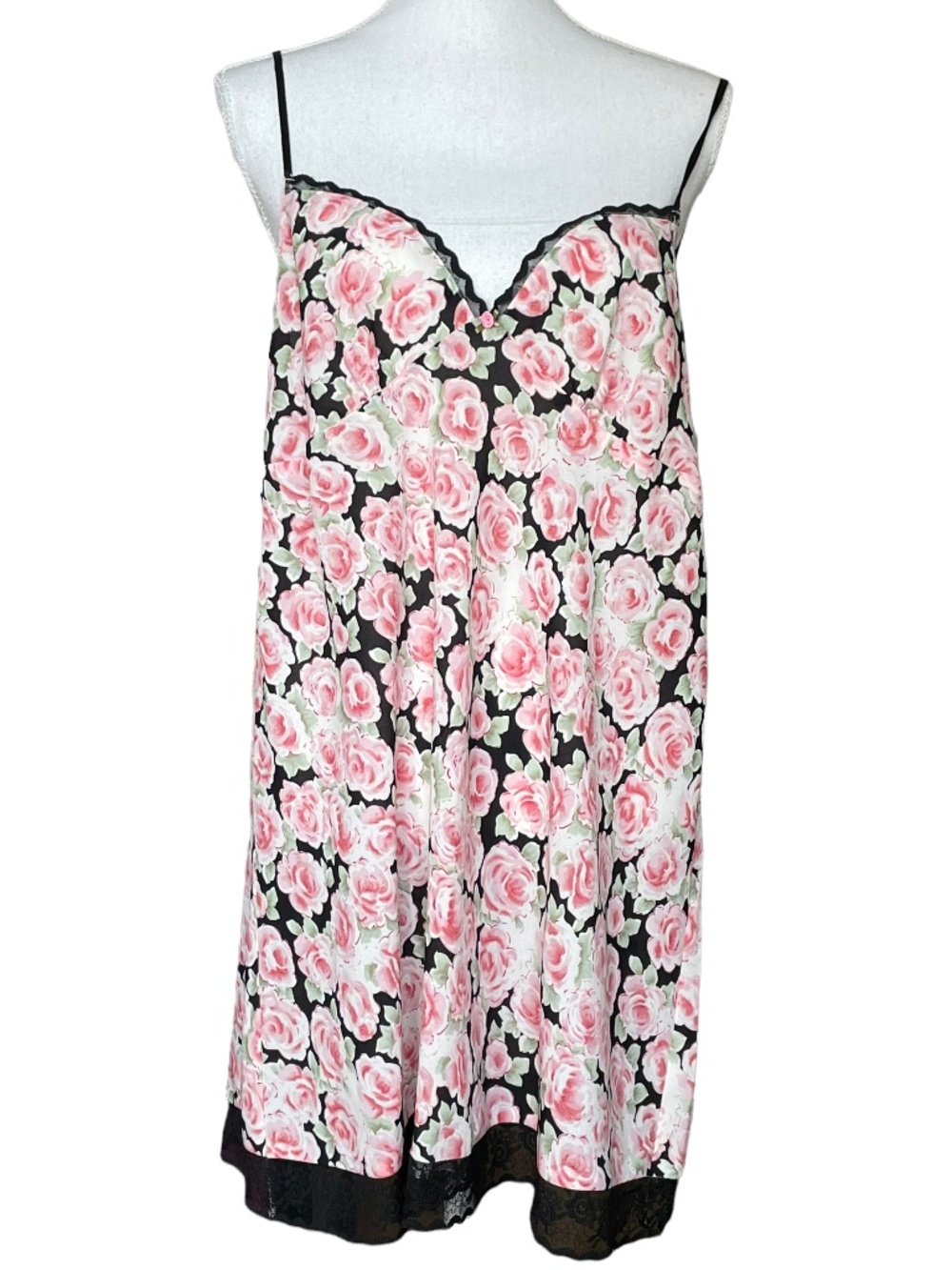 Oscar de la Renta Floral Chemise XL Roses Blush Pink Slip Dress Fairy Grunge